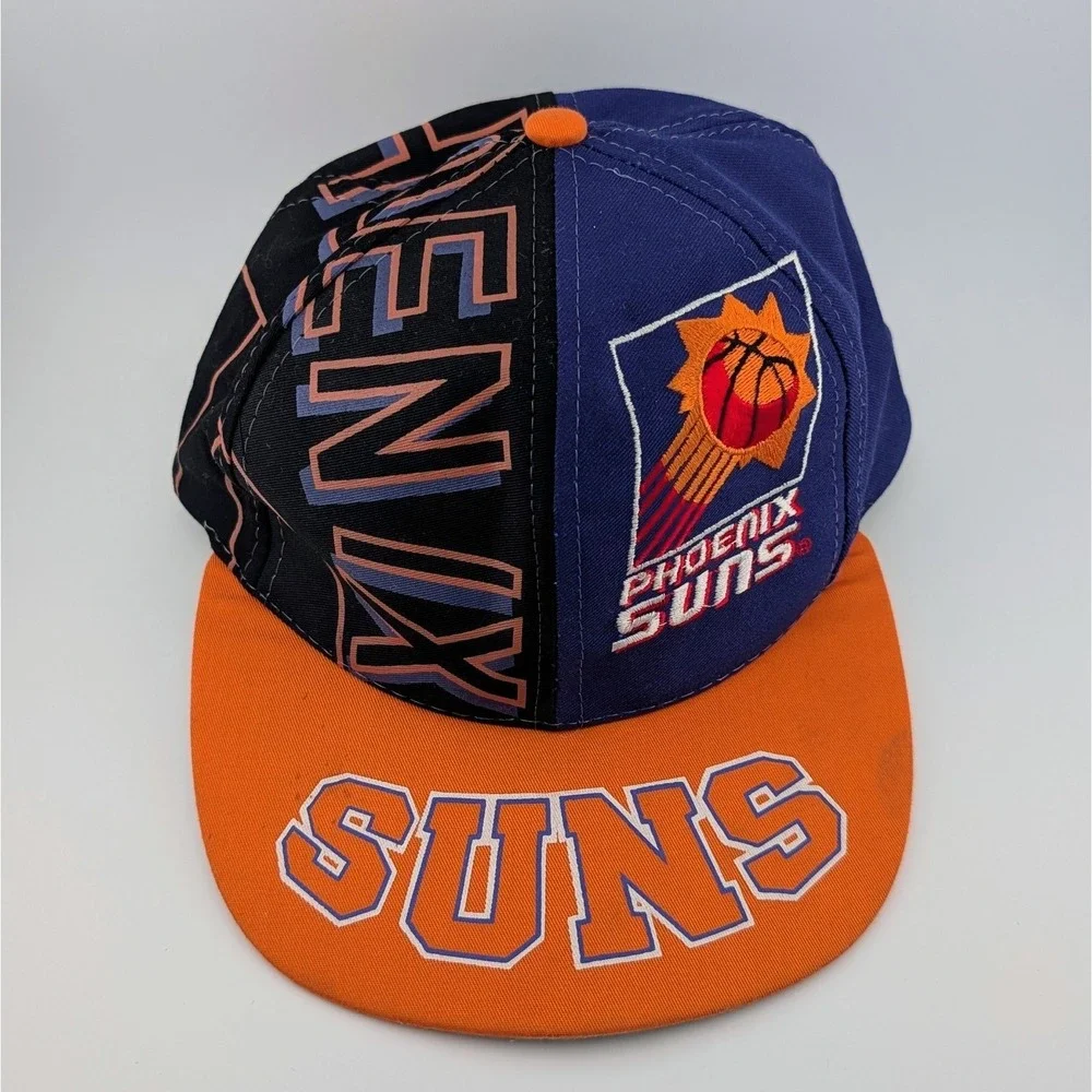 Vintage Phoenix Suns‎ 90s Drew Pearson Snapback Hat Youth NBA Split Panel